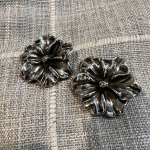 Beautiful and funky large Sterling Silver Flower Earrings